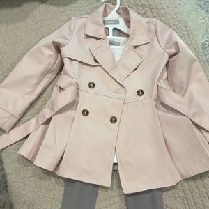 4T Tahari Blush Pink Trench Coat Outfit. NEW